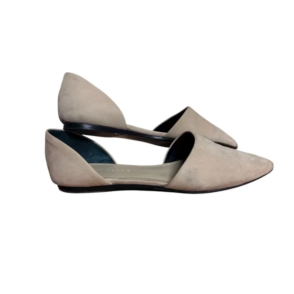 Jenni Kayne Flats Shoes Tan Suede Pointed Toe D'Orsay Business Preppy Size 39